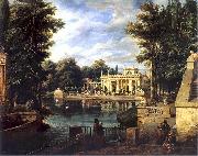 Marcin Zaleski View of the Royal Baths Palace in summer oil painting artist